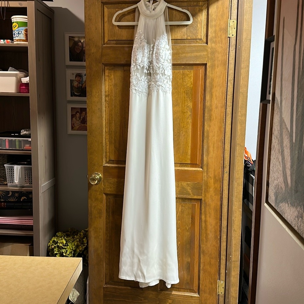 Elegant White Halter Gown